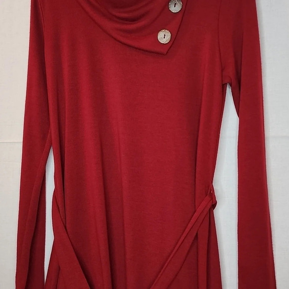 Reborn J  Burgundy Red Sweater Dress Long Sleeve Size Medium With detached belt - Picture 3 of 13